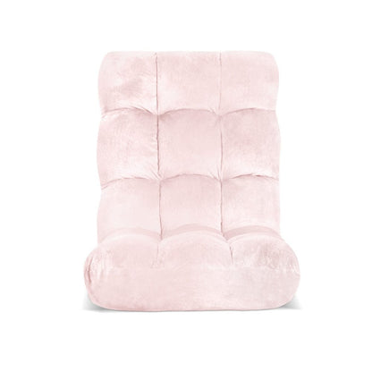 Artiss Furniture > Bar Stools & Chairs > Arm Chairs & Recliners Artiss Floor Lounge Sofa Bed Flannel Fabric Pink