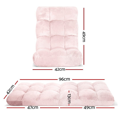 Artiss Furniture > Bar Stools & Chairs > Arm Chairs & Recliners Artiss Floor Lounge Sofa Bed Flannel Fabric Pink