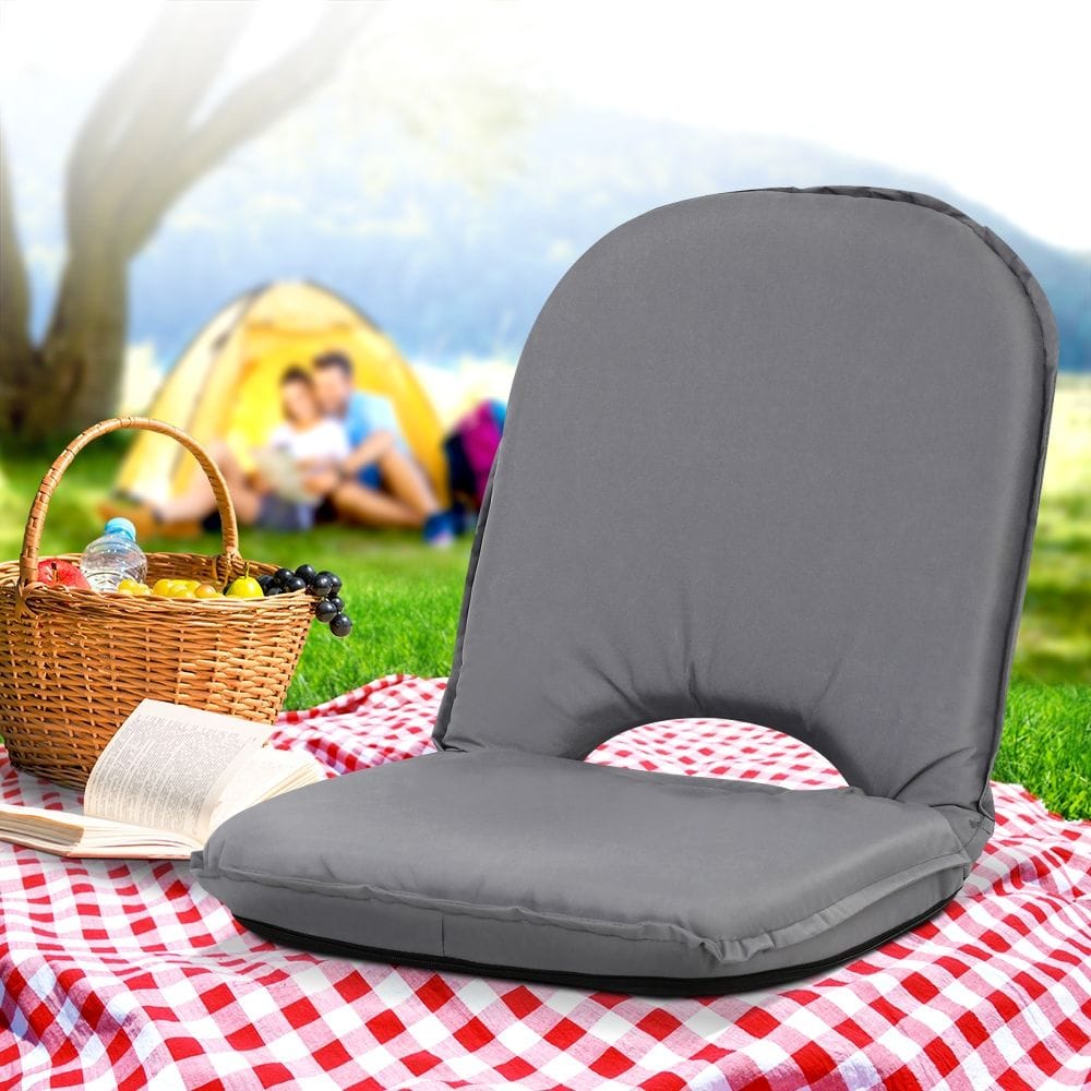 Artiss Furniture > Bar Stools & Chairs > Arm Chairs & Recliners Artiss Floor Lounge Sofa Camping Chair Grey