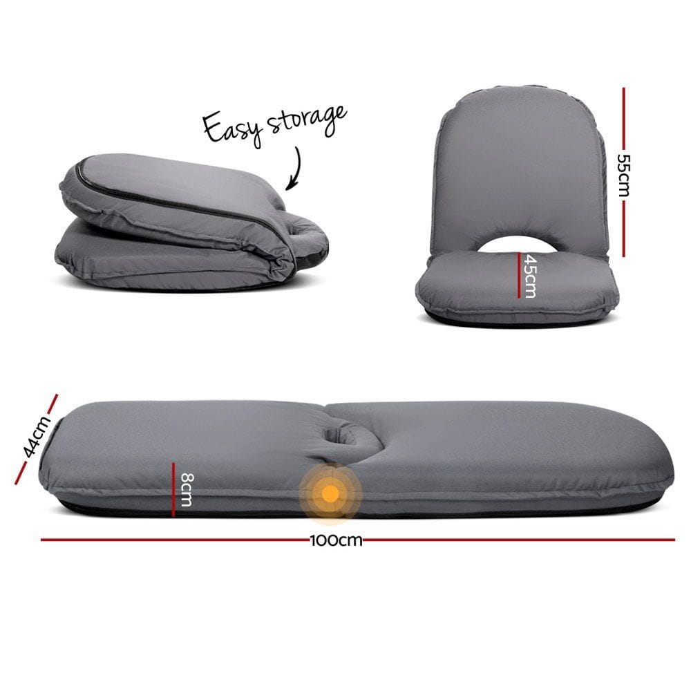 Artiss Furniture > Bar Stools & Chairs > Arm Chairs & Recliners Artiss Floor Lounge Sofa Camping Chair Grey