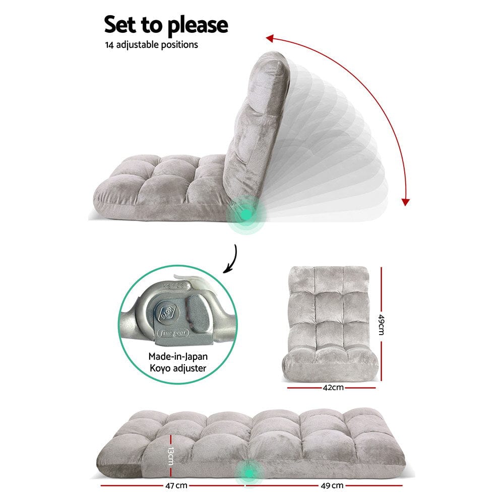 Artiss Furniture > Bar Stools & Chairs > Arm Chairs & Recliners Artiss Lounge Sofa Bed Flannel Fabric Grey