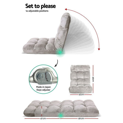 Artiss Furniture > Bar Stools & Chairs > Arm Chairs & Recliners Artiss Lounge Sofa Bed Flannel Fabric Grey