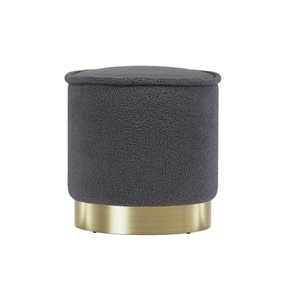 Artiss Furniture > Bar Stools & Chairs > Arm Chairs & Recliners Artiss Ottoman Foot Stool Round Teddy Fabric Charcoal