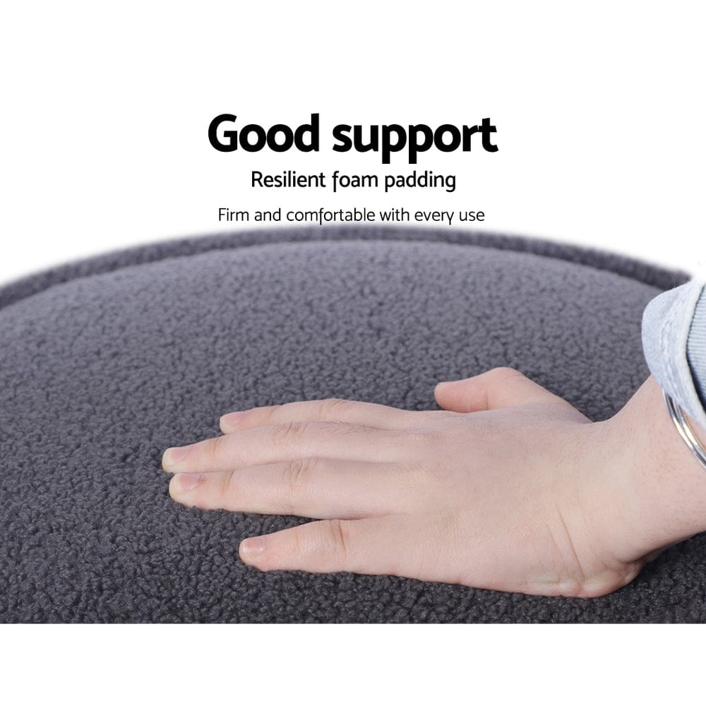 Artiss Furniture > Bar Stools & Chairs > Arm Chairs & Recliners Artiss Ottoman Foot Stool Round Teddy Fabric Charcoal