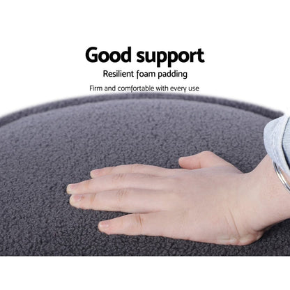 Artiss Furniture > Bar Stools & Chairs > Arm Chairs & Recliners Artiss Ottoman Foot Stool Round Teddy Fabric Charcoal