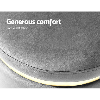 Artiss Furniture > Bar Stools & Chairs > Arm Chairs & Recliners Artiss Ottoman Foot Stool Round Velvet Charcoal