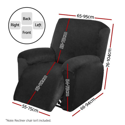Artiss Furniture > Bar Stools & Chairs > Arm Chairs & Recliners Artiss Recliner Chair Covers 1 Seater Velvet Black