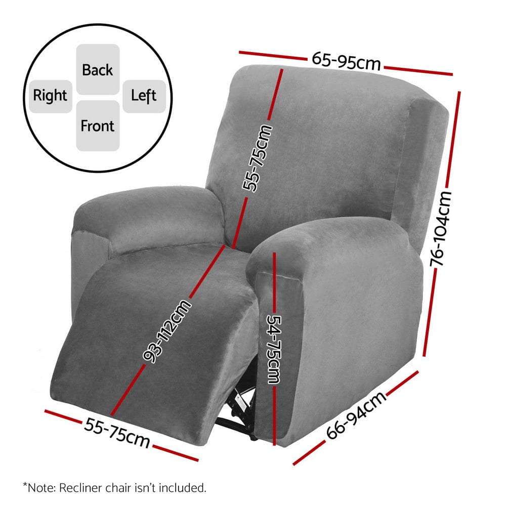 Artiss Furniture > Bar Stools & Chairs > Arm Chairs & Recliners Artiss Recliner Chair Covers 1 Seater Velvet Grey