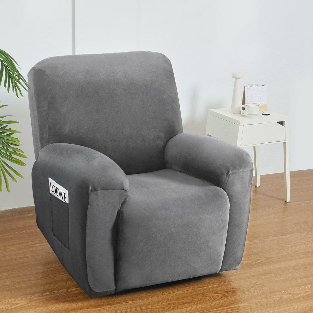 Artiss Furniture > Bar Stools & Chairs > Arm Chairs & Recliners Artiss Recliner Chair Covers 1 Seater Velvet Grey