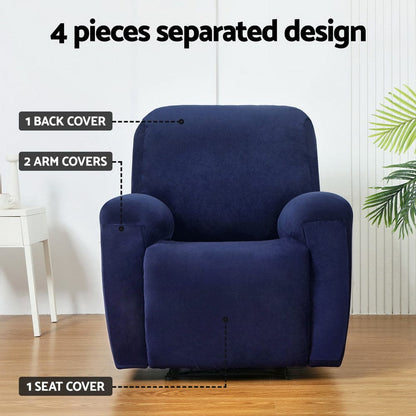 Artiss Furniture > Bar Stools & Chairs > Arm Chairs & Recliners Artiss Recliner Chair Covers 1 Seater Velvet Navy