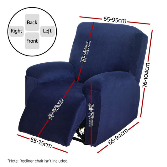 Artiss Furniture > Bar Stools & Chairs > Arm Chairs & Recliners Artiss Recliner Chair Covers 1 Seater Velvet Navy