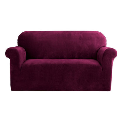 Artiss Furniture > Bar Stools & Chairs > Arm Chairs & Recliners Artiss Sofa Cover Couch Covers 2 Seater Velvet Ruby Red