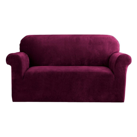 Artiss Furniture > Bar Stools & Chairs > Arm Chairs & Recliners Artiss Sofa Cover Couch Covers 2 Seater Velvet Ruby Red