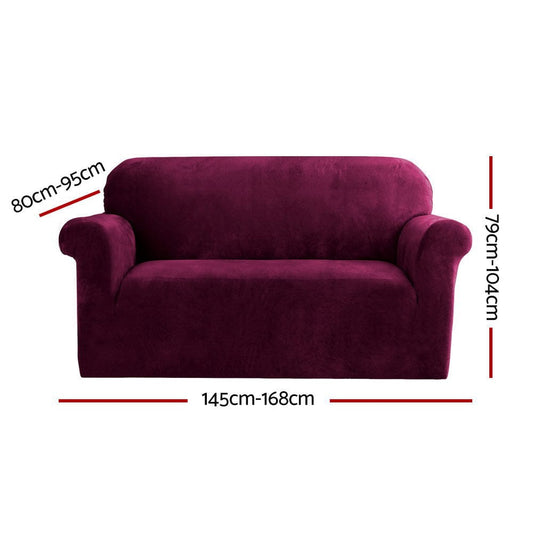 Artiss Furniture > Bar Stools & Chairs > Arm Chairs & Recliners Artiss Sofa Cover Couch Covers 2 Seater Velvet Ruby Red