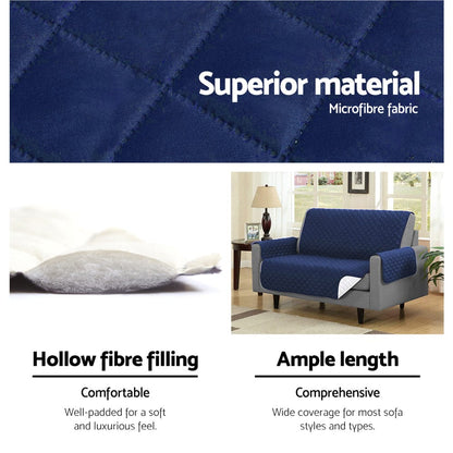 Artiss Furniture > Bar Stools & Chairs > Arm Chairs & Recliners Artiss Sofa Cover Couch Covers 3 Seater Quilted Navy
