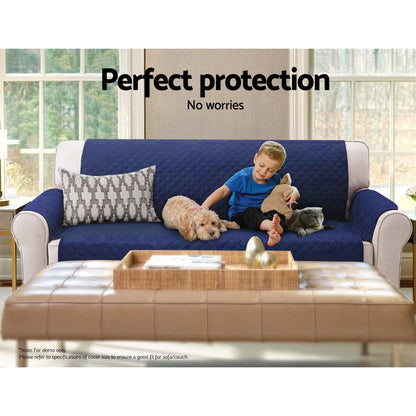 Artiss Furniture > Bar Stools & Chairs > Arm Chairs & Recliners Artiss Sofa Cover Couch Covers 3 Seater Quilted Navy