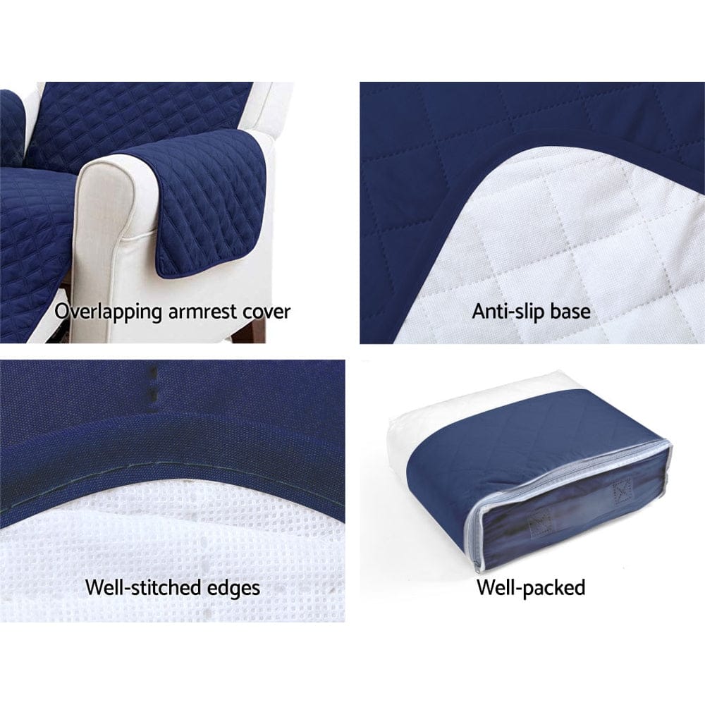 Artiss Furniture > Bar Stools & Chairs > Arm Chairs & Recliners Artiss Sofa Cover Couch Covers 3 Seater Quilted Navy