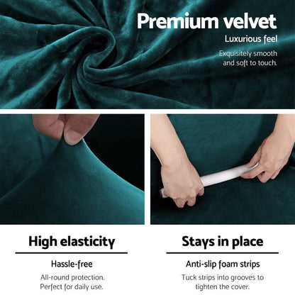 Artiss Furniture > Bar Stools & Chairs > Arm Chairs & Recliners Artiss Sofa Cover Couch Covers 3 Seater Velvet Agate Green