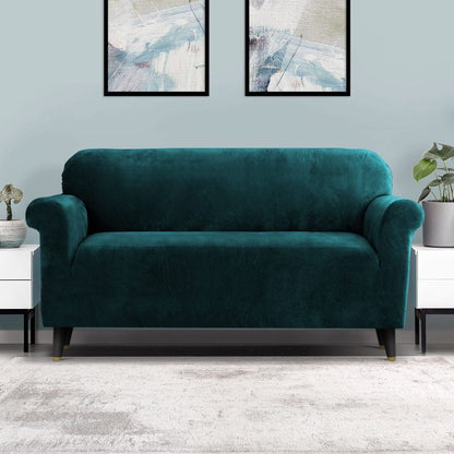 Artiss Furniture > Bar Stools & Chairs > Arm Chairs & Recliners Artiss Sofa Cover Couch Covers 3 Seater Velvet Agate Green