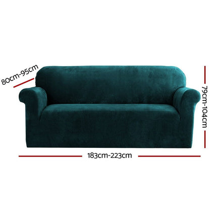 Artiss Furniture > Bar Stools & Chairs > Arm Chairs & Recliners Artiss Sofa Cover Couch Covers 3 Seater Velvet Agate Green
