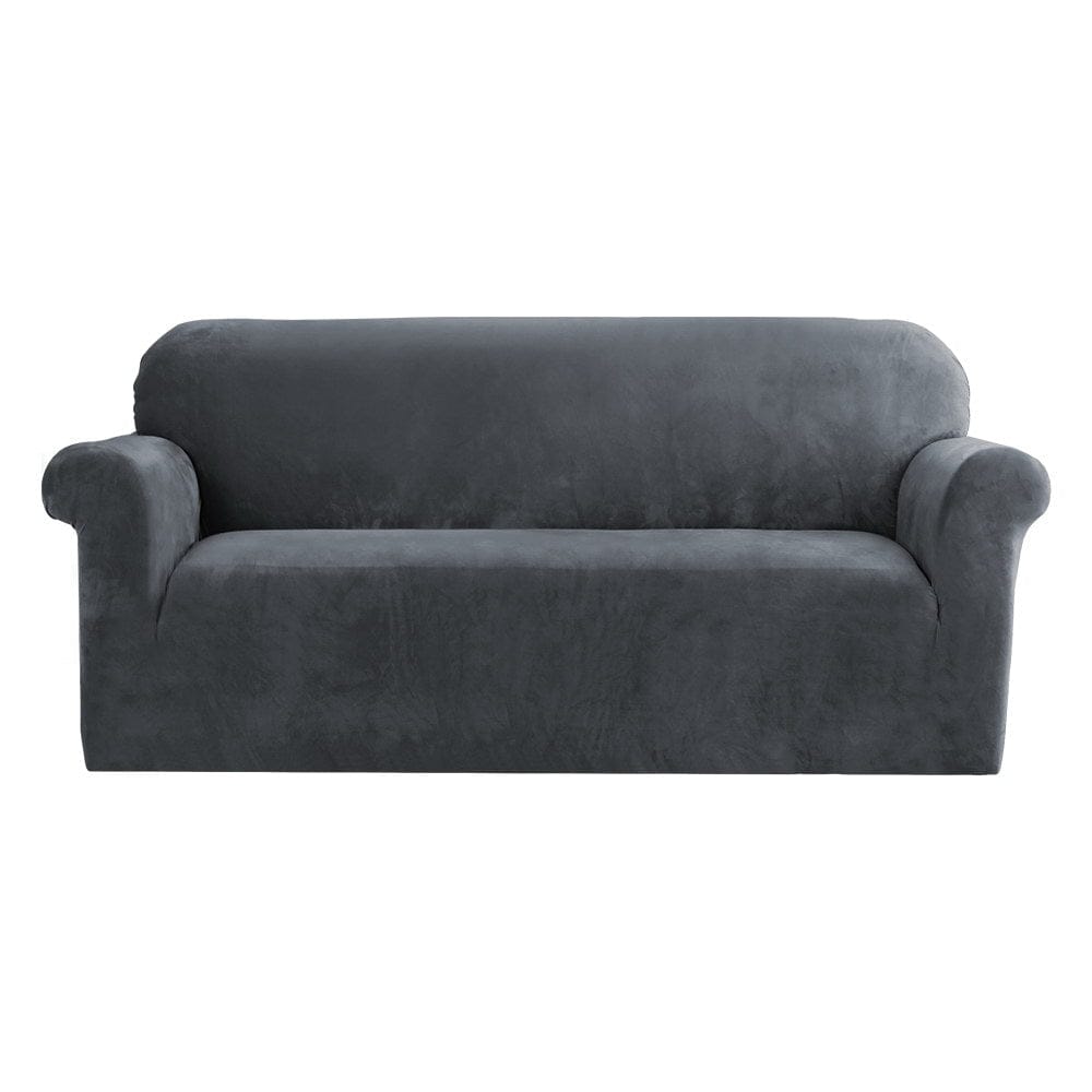 Artiss Furniture > Bar Stools & Chairs > Arm Chairs & Recliners Artiss Sofa Cover Couch Covers 3 Seater Velvet Grey