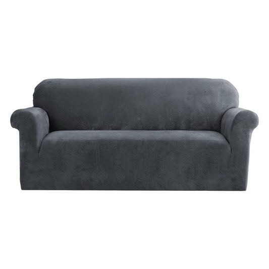 Artiss Furniture > Bar Stools & Chairs > Arm Chairs & Recliners Artiss Sofa Cover Couch Covers 3 Seater Velvet Grey