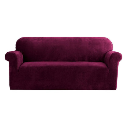 Artiss Furniture > Bar Stools & Chairs > Arm Chairs & Recliners Artiss Sofa Cover Couch Covers 3 Seater Velvet Ruby Red