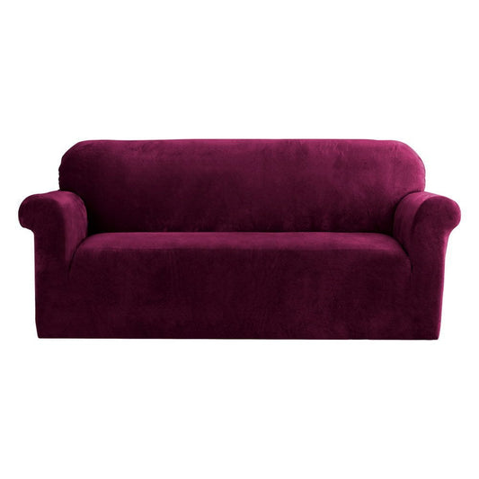 Artiss Furniture > Bar Stools & Chairs > Arm Chairs & Recliners Artiss Sofa Cover Couch Covers 3 Seater Velvet Ruby Red