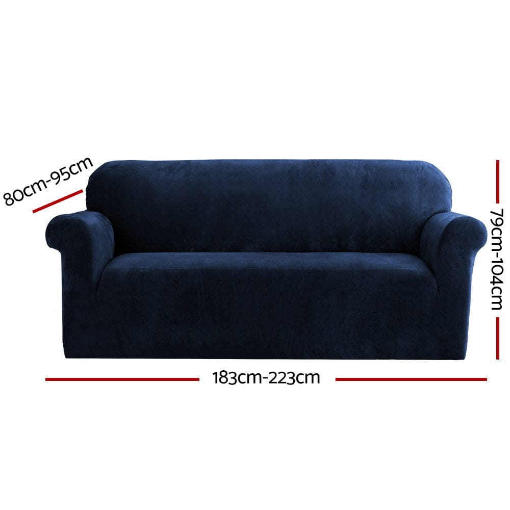 Artiss Furniture > Bar Stools & Chairs > Arm Chairs & Recliners Artiss Sofa Cover Couch Covers 3 Seater Velvet Sapphire