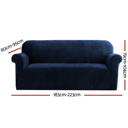 Artiss Furniture > Bar Stools & Chairs > Arm Chairs & Recliners Artiss Sofa Cover Couch Covers 3 Seater Velvet Sapphire