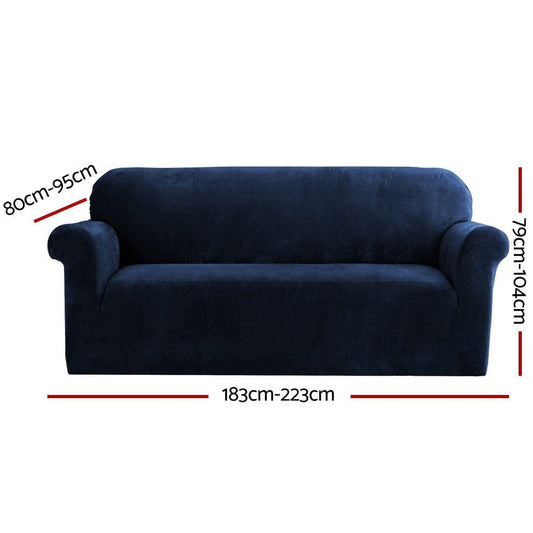 Artiss Furniture > Bar Stools & Chairs > Arm Chairs & Recliners Artiss Sofa Cover Couch Covers 3 Seater Velvet Sapphire