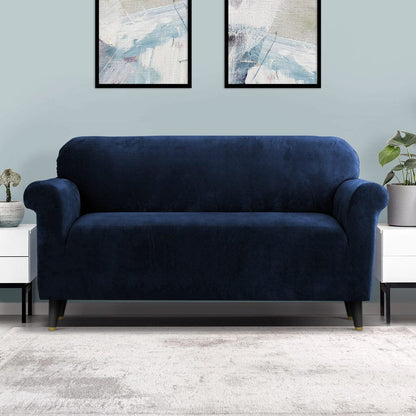 Artiss Furniture > Bar Stools & Chairs > Arm Chairs & Recliners Artiss Sofa Cover Couch Covers 3 Seater Velvet Sapphire