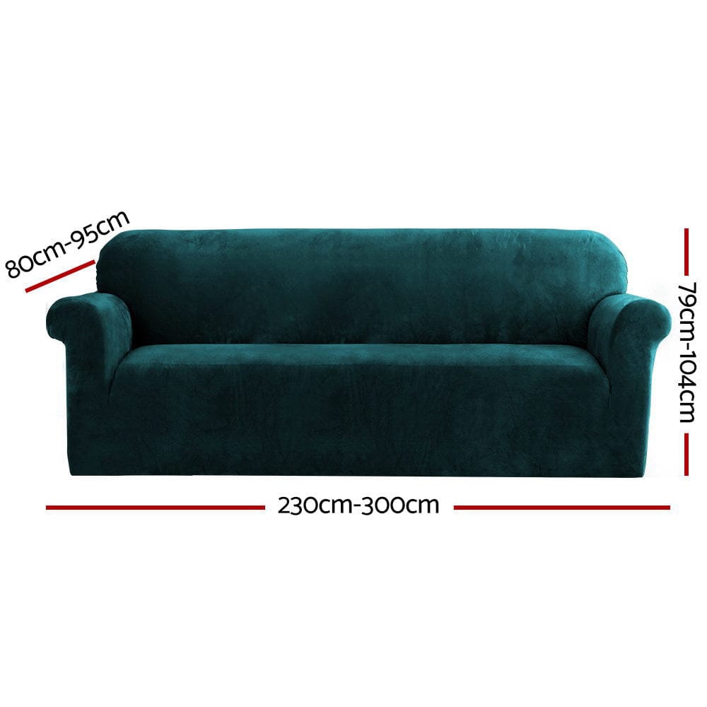 Artiss Furniture > Bar Stools & Chairs > Arm Chairs & Recliners Artiss Sofa Cover Couch Covers 4 Seater Velvet Agate Green