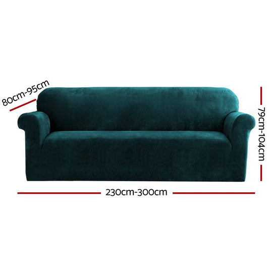 Artiss Furniture > Bar Stools & Chairs > Arm Chairs & Recliners Artiss Sofa Cover Couch Covers 4 Seater Velvet Agate Green