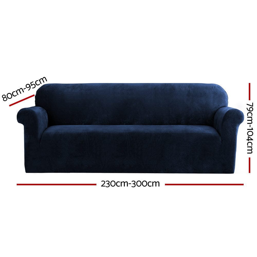 Artiss Furniture > Bar Stools & Chairs > Arm Chairs & Recliners Artiss Sofa Cover Couch Covers 4 Seater Velvet Sapphire