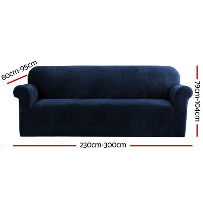 Artiss Furniture > Bar Stools & Chairs > Arm Chairs & Recliners Artiss Sofa Cover Couch Covers 4 Seater Velvet Sapphire