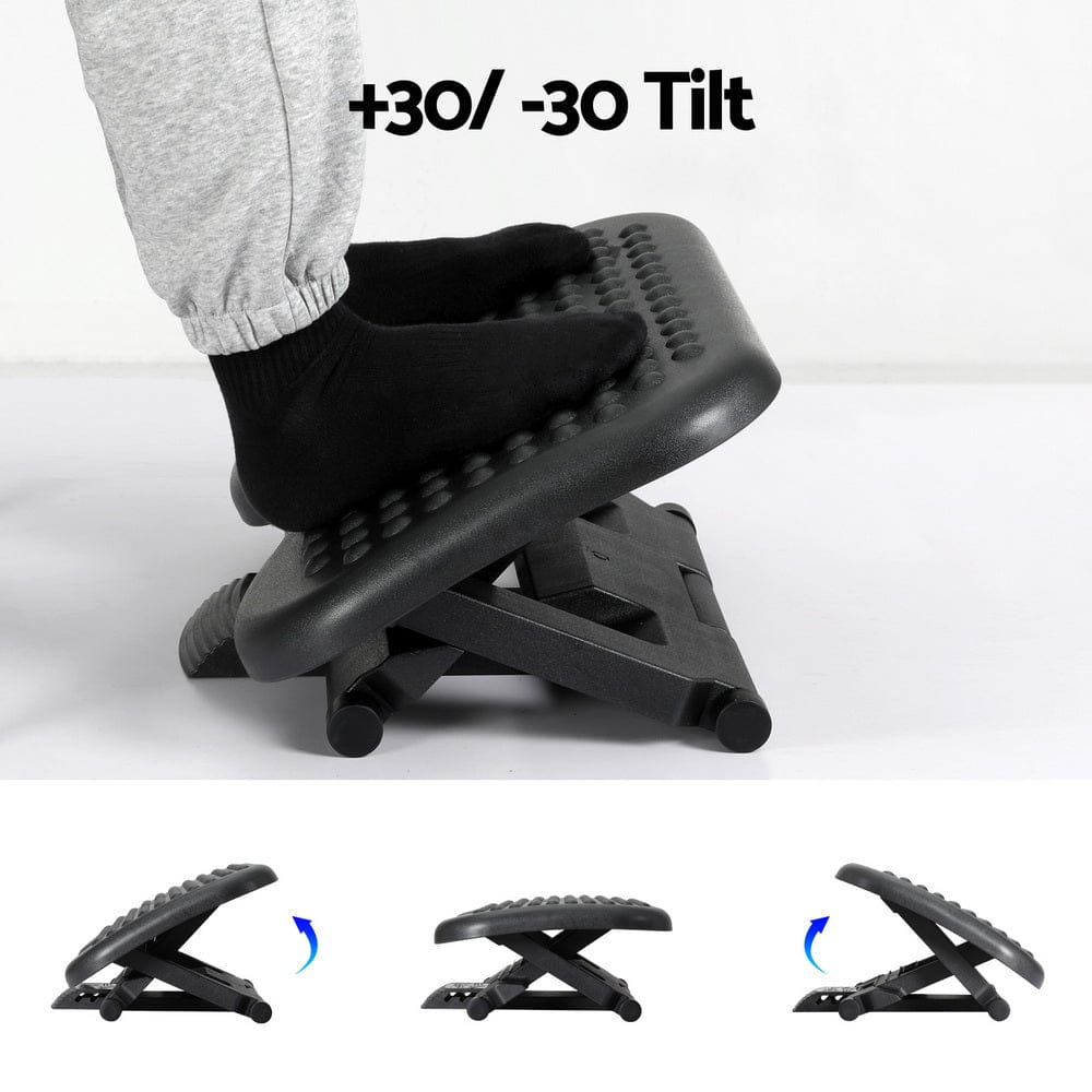 Artiss Furniture > Bar Stools & Chairs > Massage Chairs Artiss Foot Rest Stool Office Under Desk Angle Adjustable Footrest Massage Black