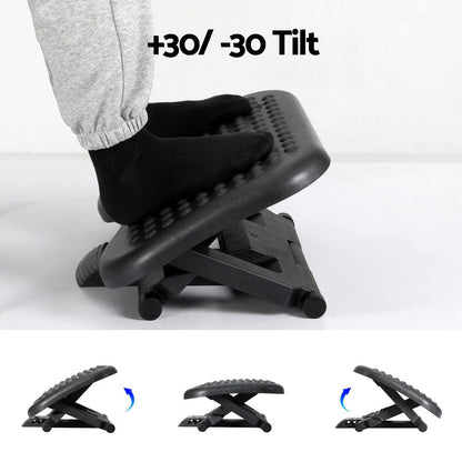 Artiss Furniture > Bar Stools & Chairs > Massage Chairs Artiss Foot Rest Stool Office Under Desk Angle Adjustable Footrest Massage Black