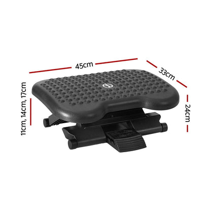 Artiss Furniture > Bar Stools & Chairs > Massage Chairs Artiss Foot Rest Stool Office Under Desk Angle Adjustable Footrest Massage Black