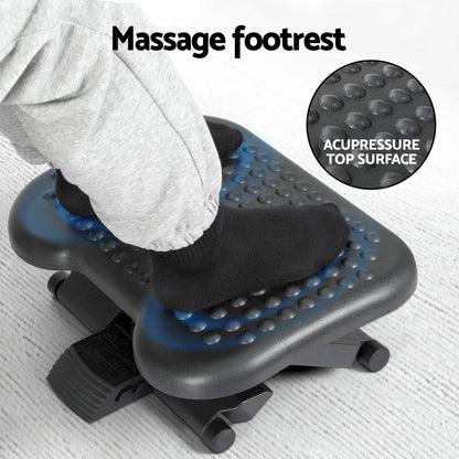 Artiss Furniture > Bar Stools & Chairs > Massage Chairs Artiss Foot Rest Stool Office Under Desk Angle Adjustable Footrest Massage Black