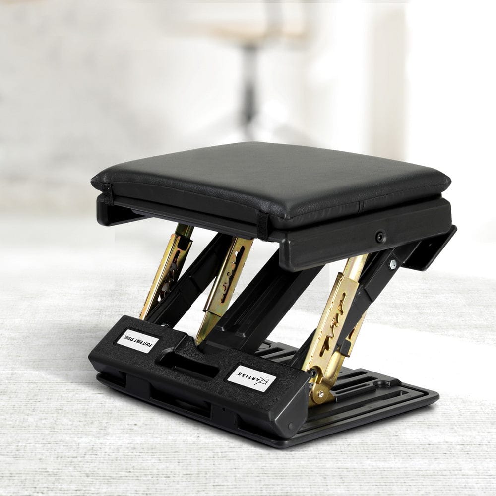 Artiss Furniture > Bar Stools & Chairs > Massage Chairs Artiss Foot Rest Stool Office Under Desk Fold Footrest Massage Cushion Pad Black