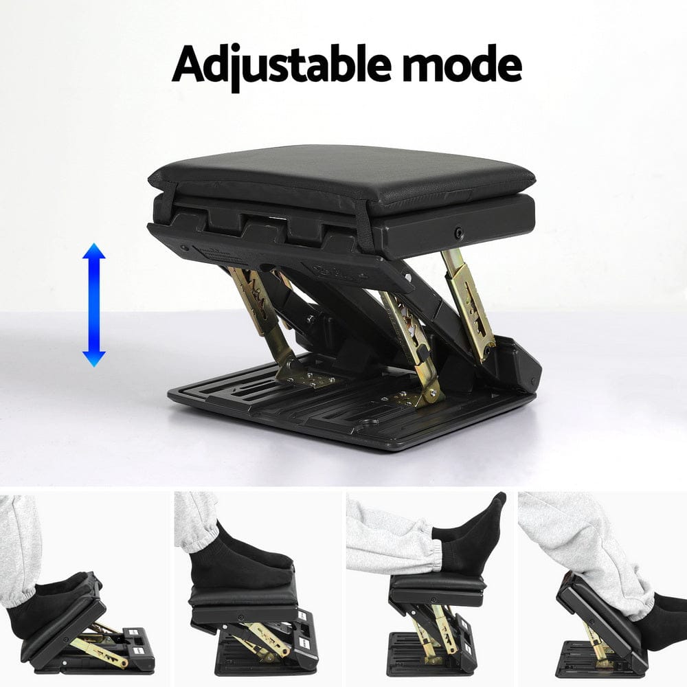 Artiss Furniture > Bar Stools & Chairs > Massage Chairs Artiss Foot Rest Stool Office Under Desk Fold Footrest Massage Cushion Pad Black