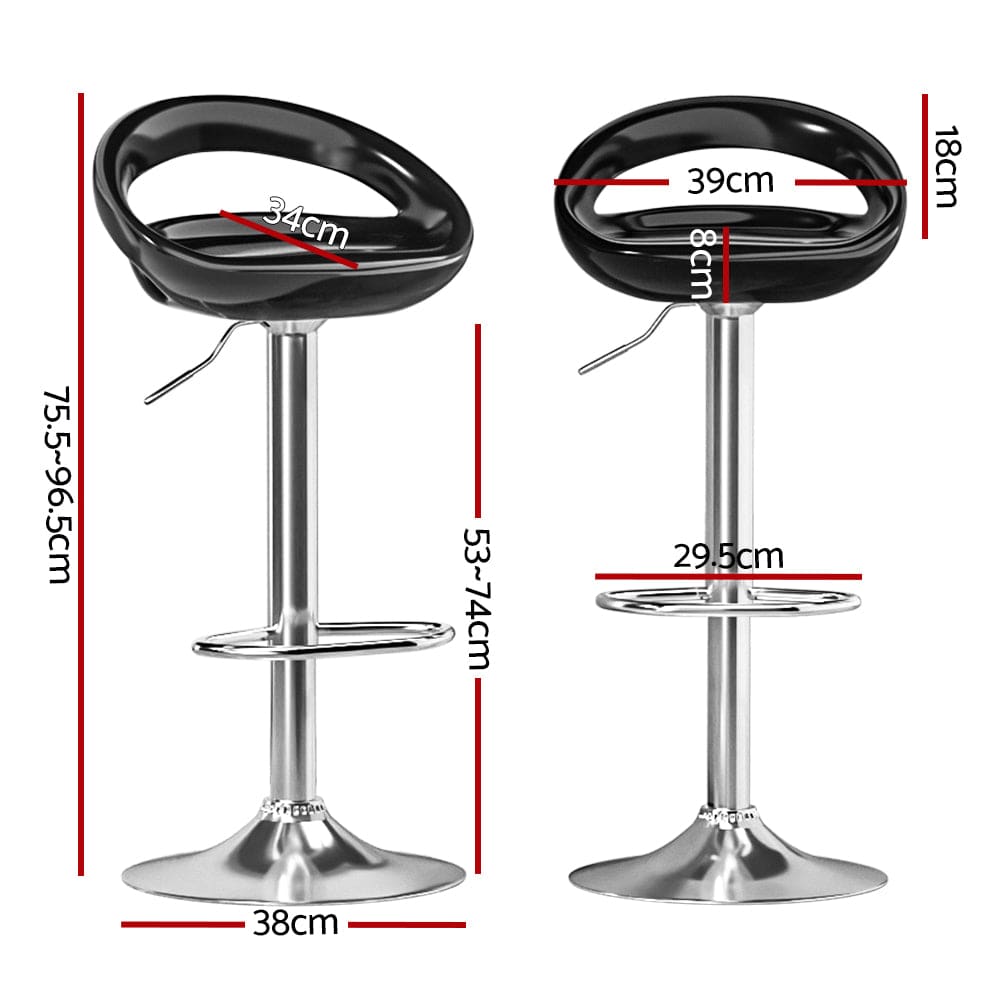 Artiss Furniture > Bar Stools & Chairs > Table & Bar Stools Artiss 2x Bar Stools Gas Lift Plastic Seat Black