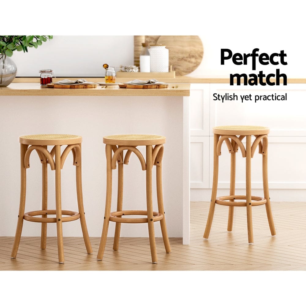 Artiss Furniture > Bar Stools & Chairs > Table & Bar Stools Artiss Bar Stool Rattan Seat Wooden