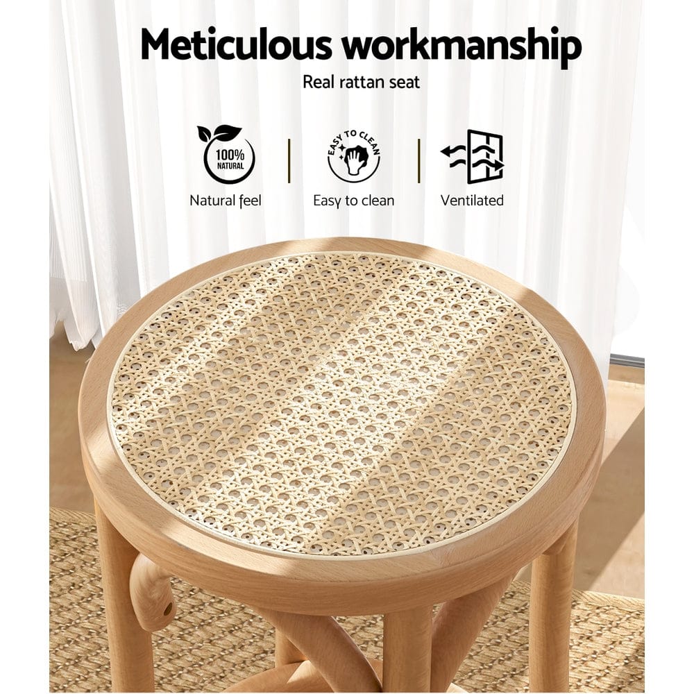 Artiss Furniture > Bar Stools & Chairs > Table & Bar Stools Artiss Bar Stool Rattan Seat Wooden