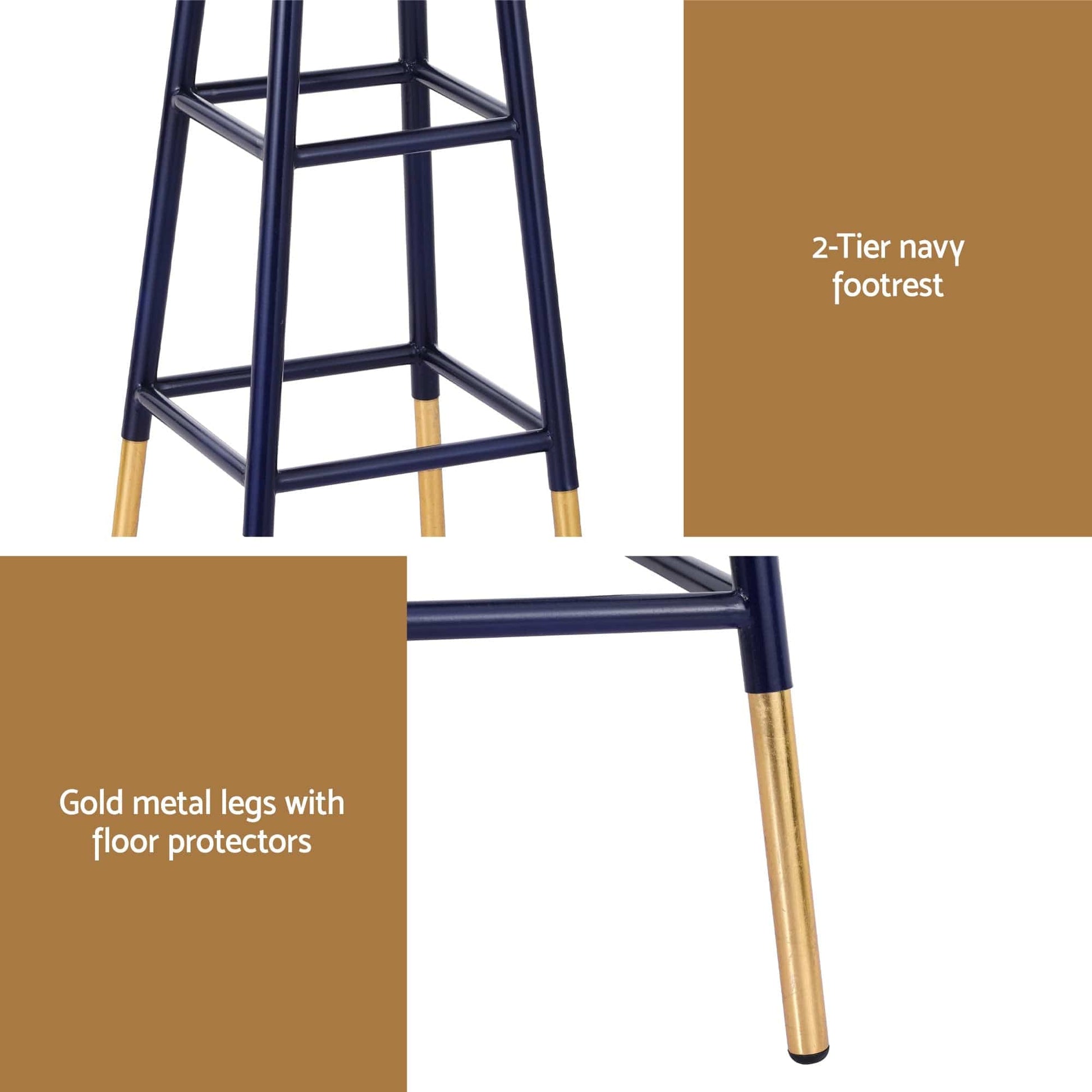 Artiss Furniture > Bar Stools & Chairs > Table & Bar Stools Artiss Bar Stools Metal Gold Navy