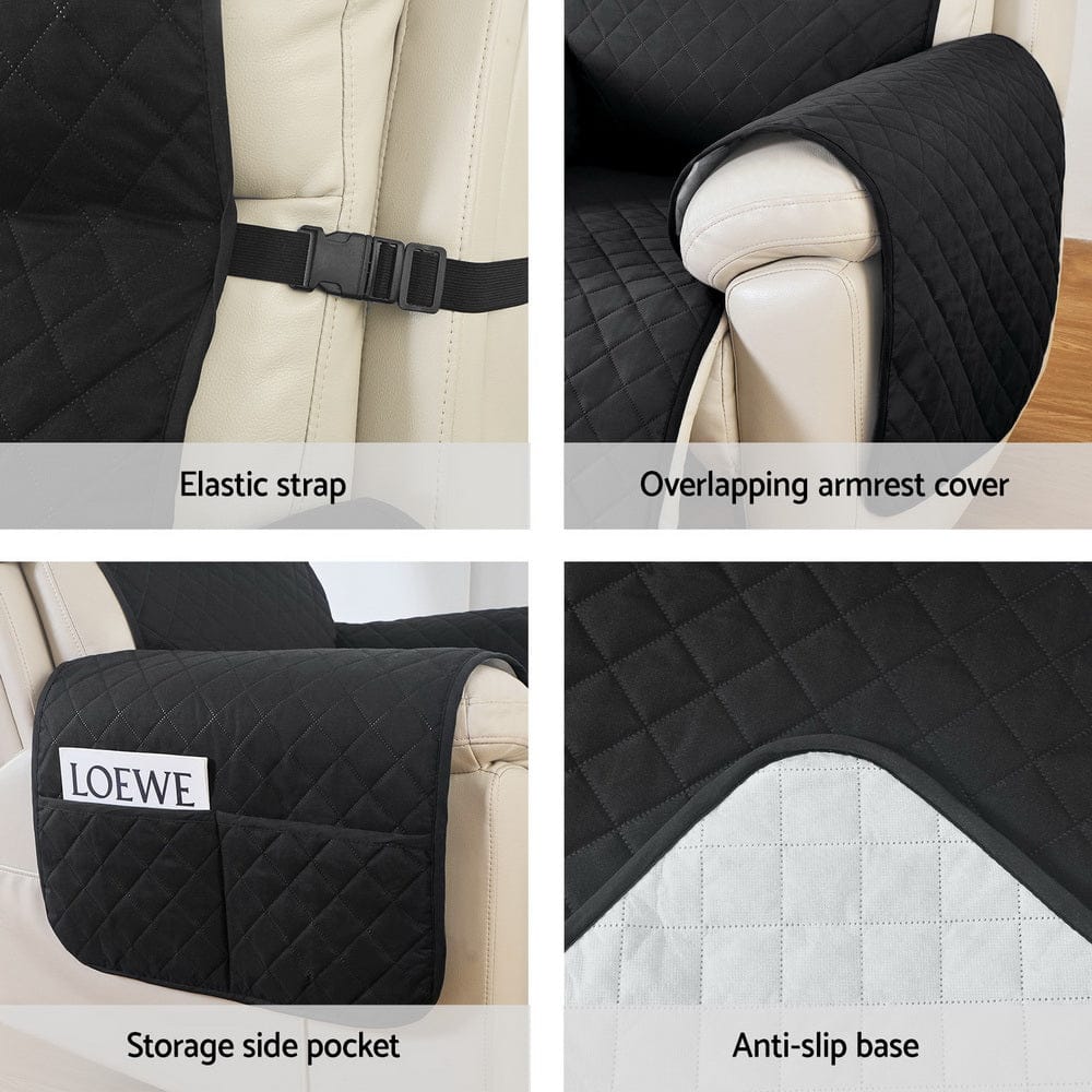 Artiss Furniture > Bar Stools & Chairs > Table & Bar Stools Artiss Recliner Chair Cover 100% Water Resistant Black