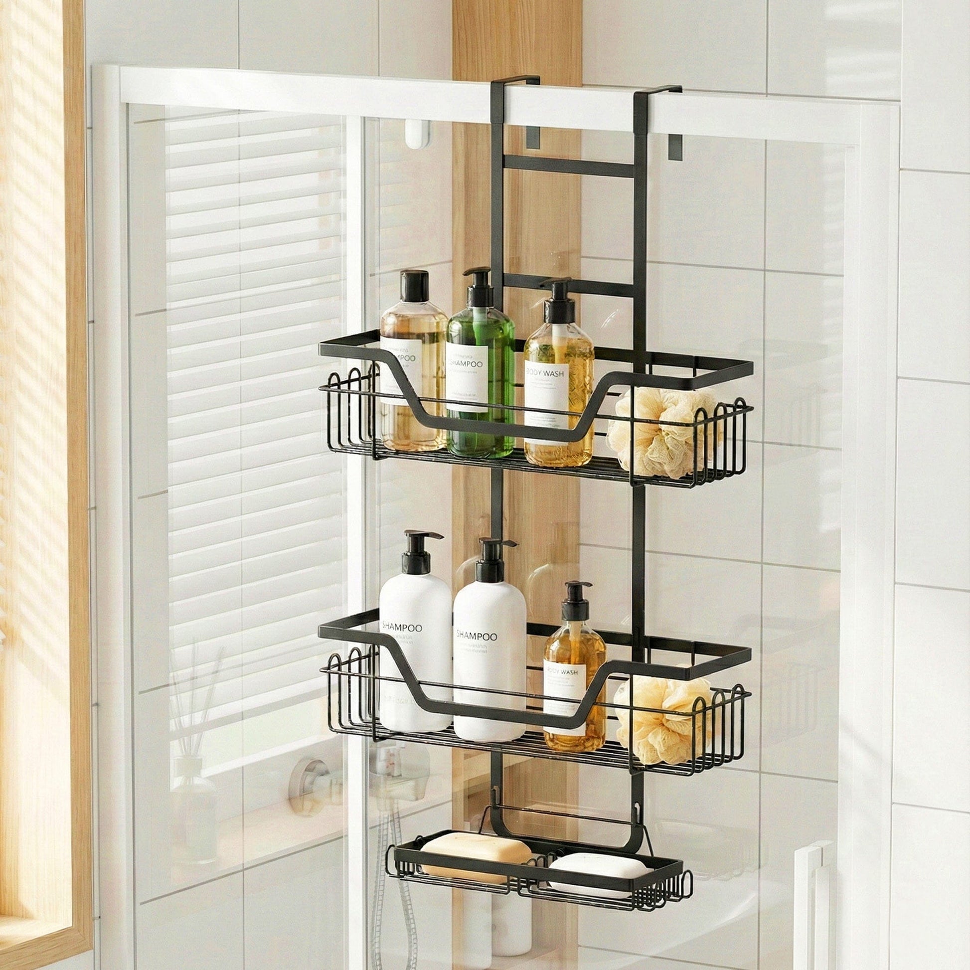 Artiss Furniture > Bathroom > Bathroom Cabinets, Cupboards & Storage Artiss 3 Tier Over The Door Shower Caddy Hanging Bathroom Storage Organizer
