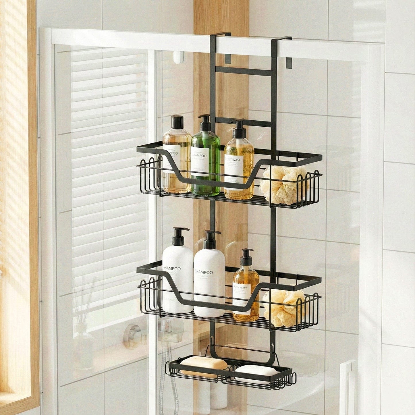 Artiss Furniture > Bathroom > Bathroom Cabinets, Cupboards & Storage Artiss 3 Tier Over The Door Shower Caddy Hanging Bathroom Storage Organizer