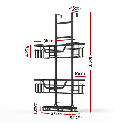 Artiss Furniture > Bathroom > Bathroom Cabinets, Cupboards & Storage Artiss 3 Tier Over The Door Shower Caddy Hanging Bathroom Storage Organizer